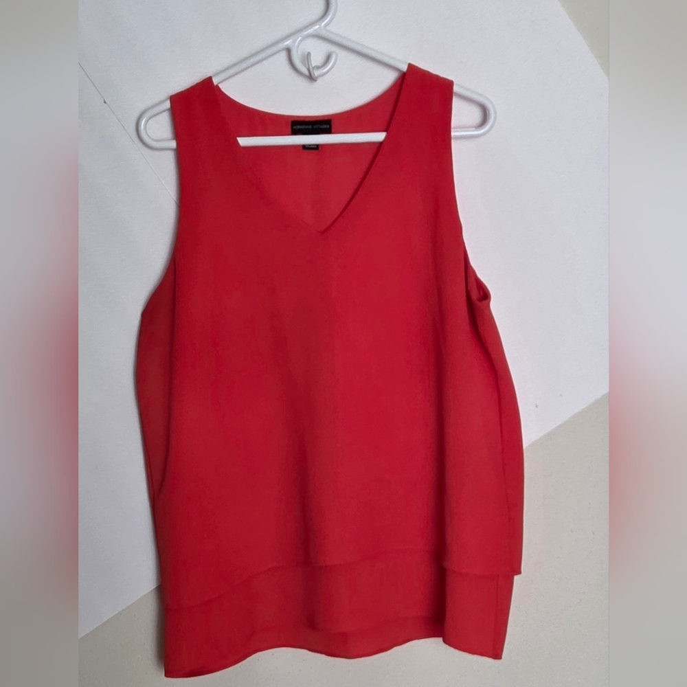Adrienne Vittadini Orange Sleeveless Blouse (Sz. L)